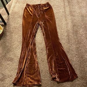 Orange Velvet Flare pants